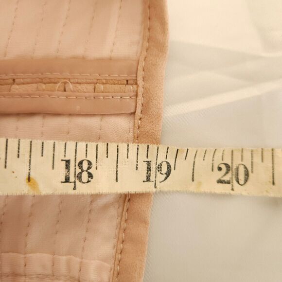 My Tribe Womens XS Pink Tan Leather & Suede Twisted Striped Drape Collared Vest - Picture 7 of 7